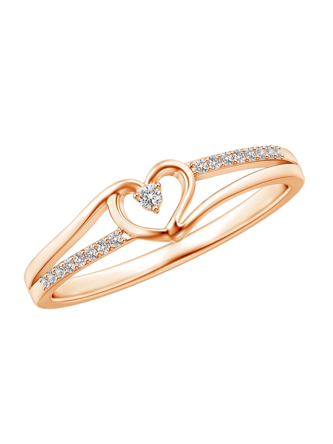 

Angara 18KT Rose Gold Round Natural Diamond Split Shank Heart Promise Ring