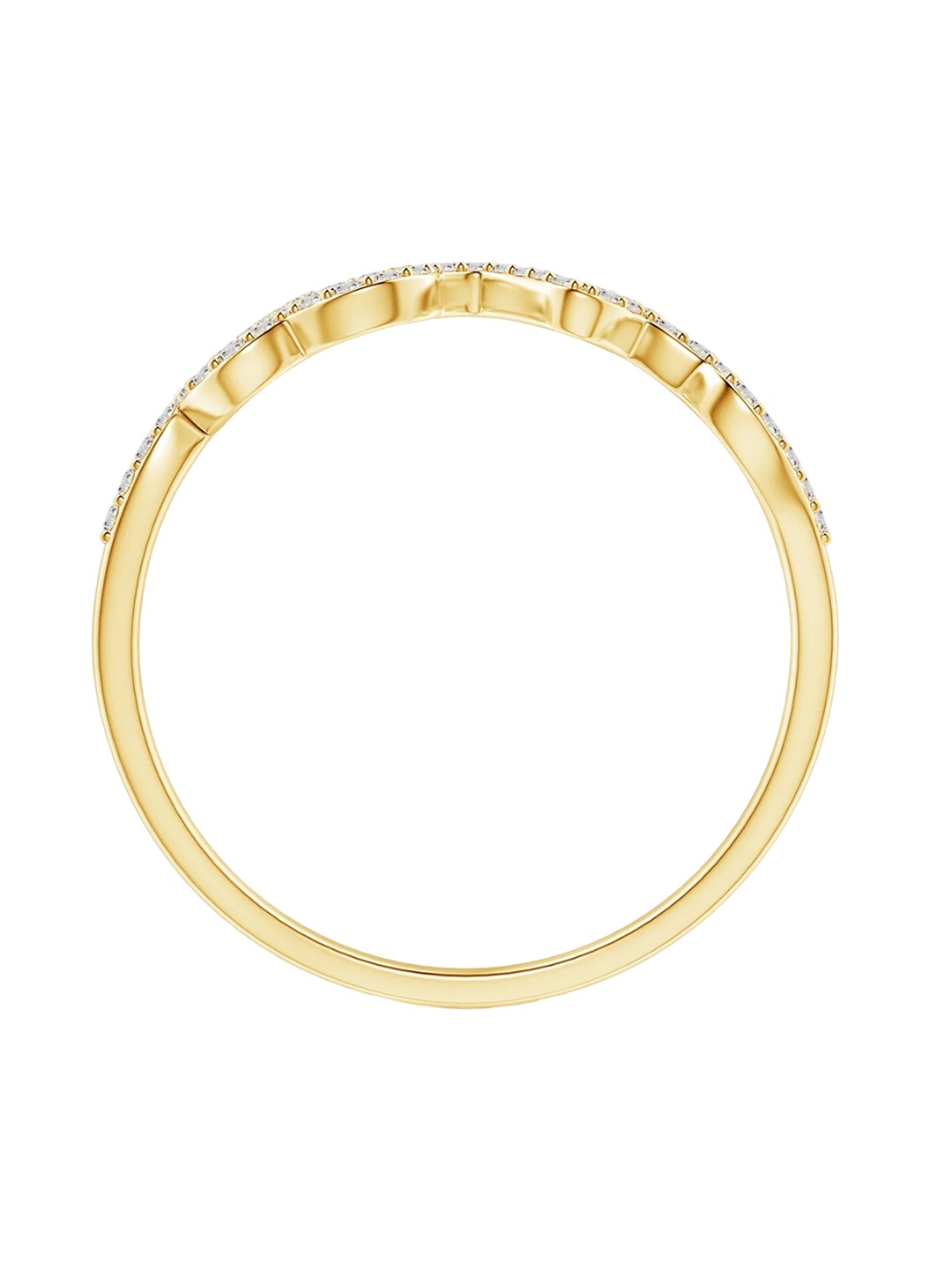 

Angara 18KT Yellow Gold Prong Set Round Natural Diamond Cursive LOVE Ring