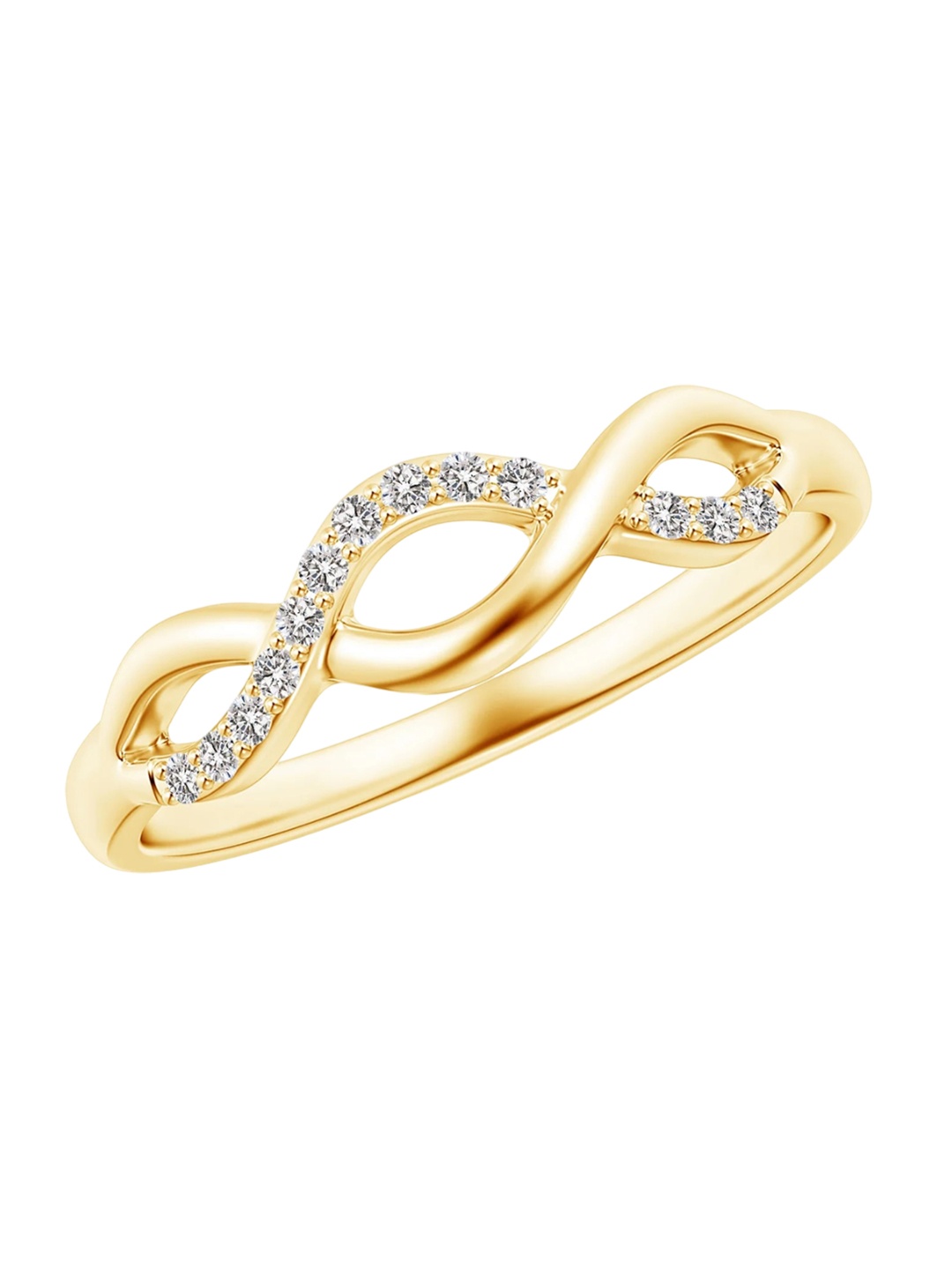 

Angara 18KT Yellow Gold Single Sided Natural Diamond Criss-Cross Infinity Ring