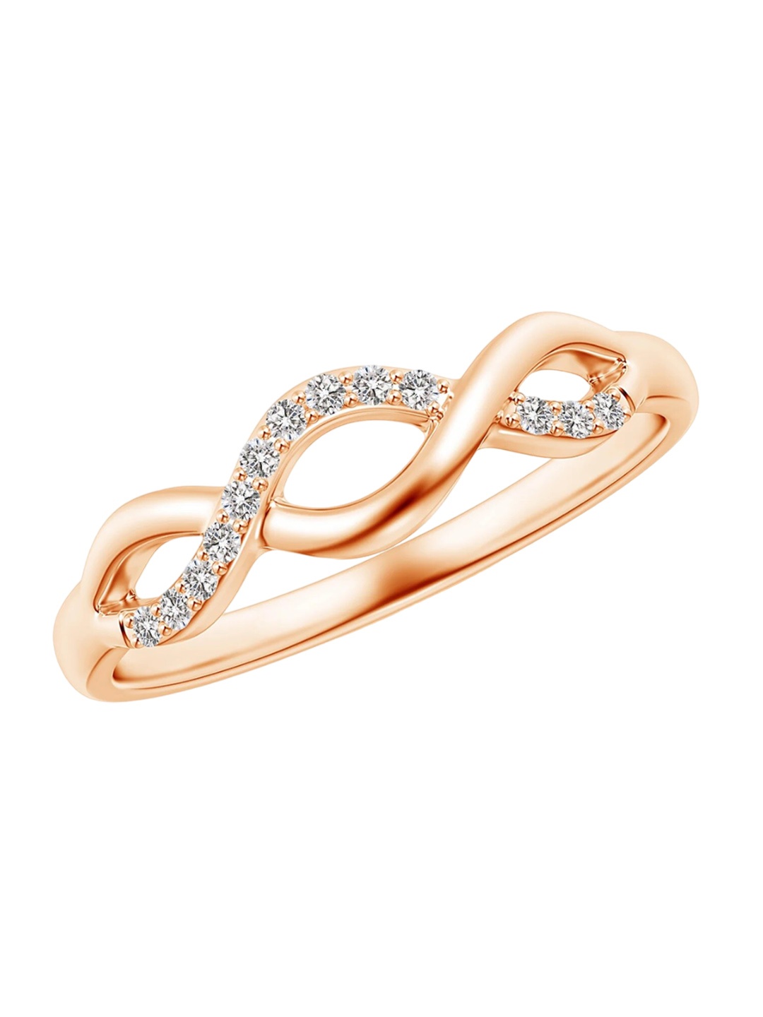 

Angara 14KT Rose Gold Single Sided Natural Diamond Criss-Cross Infinity Ring