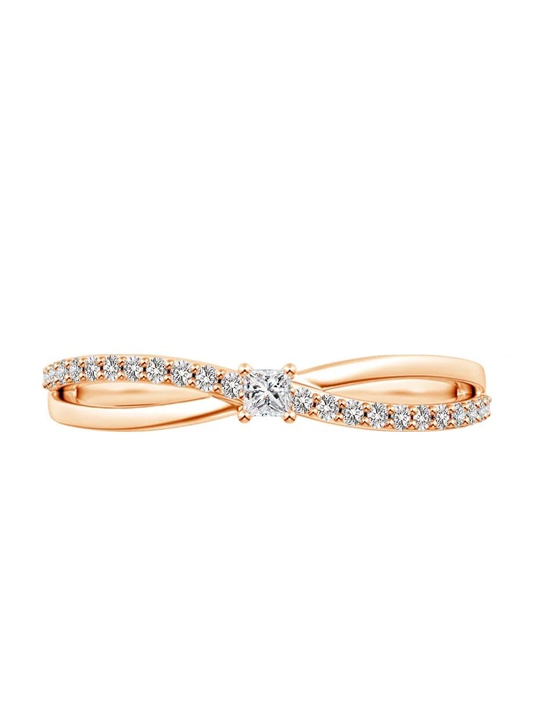 

Angara 18KT Rose Gold Prong Set Princess-Cut Natural Diamond Split Shank Promise Ring