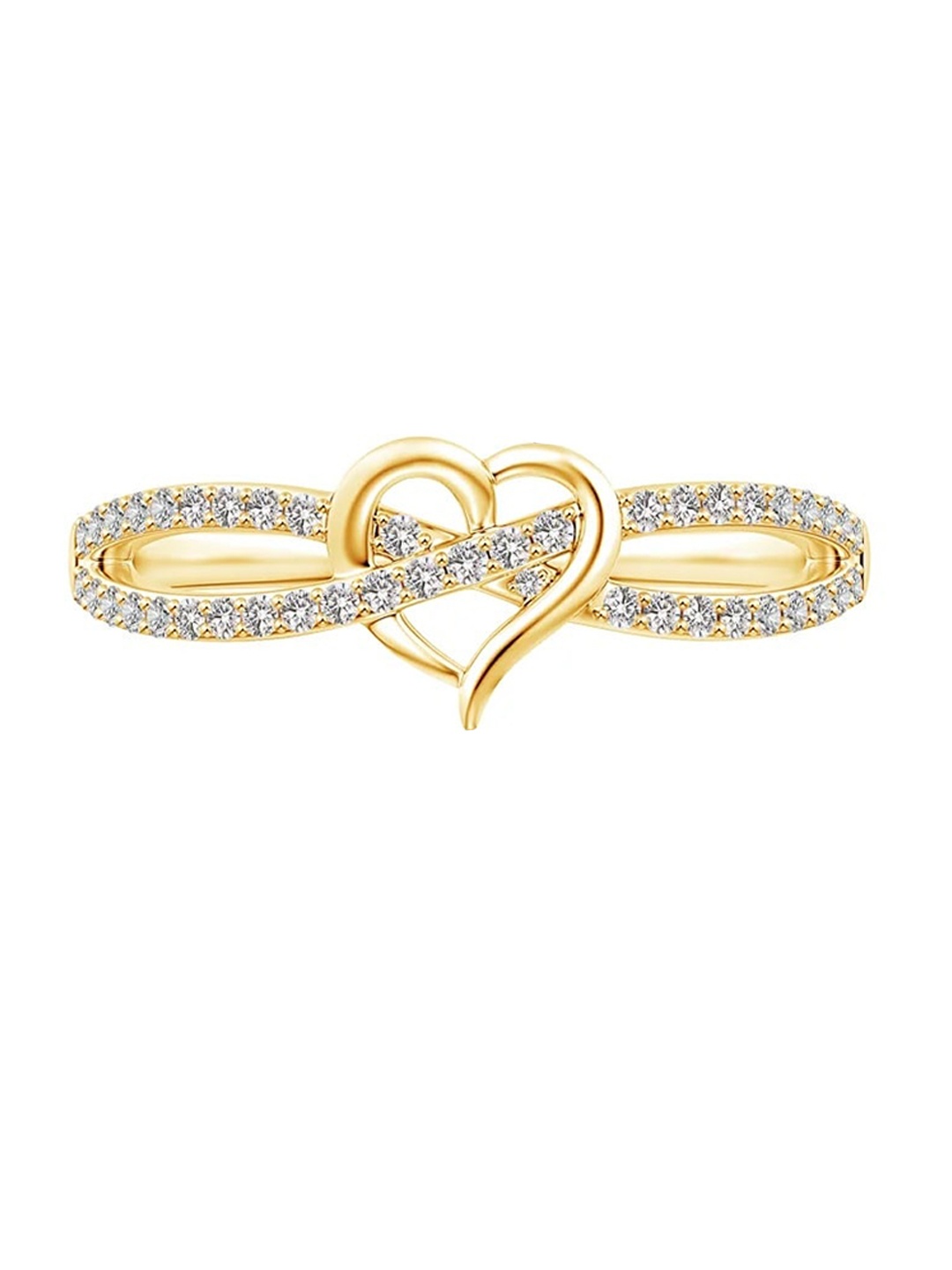 

Angara 14KT Yellow Gold Round Natural Diamond Criss Cross Heart Promise Ring