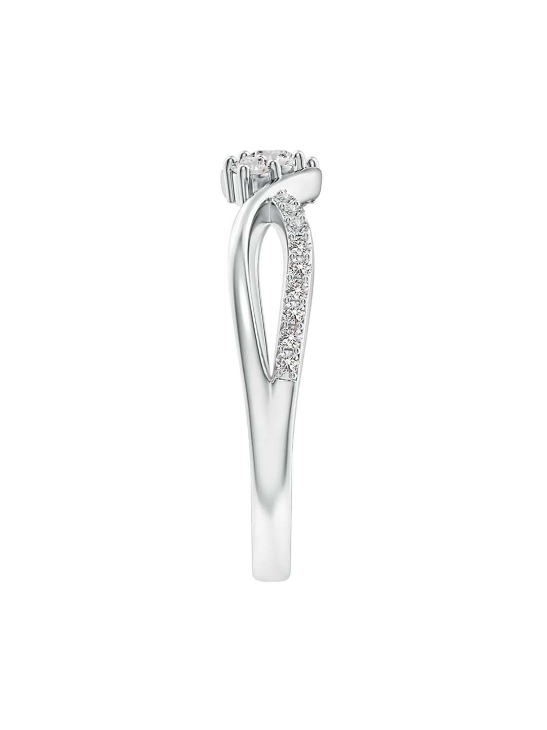 

Angara 14KT White Gold Natural Diamond Infinity Twist Three Stone Bypass Ring
