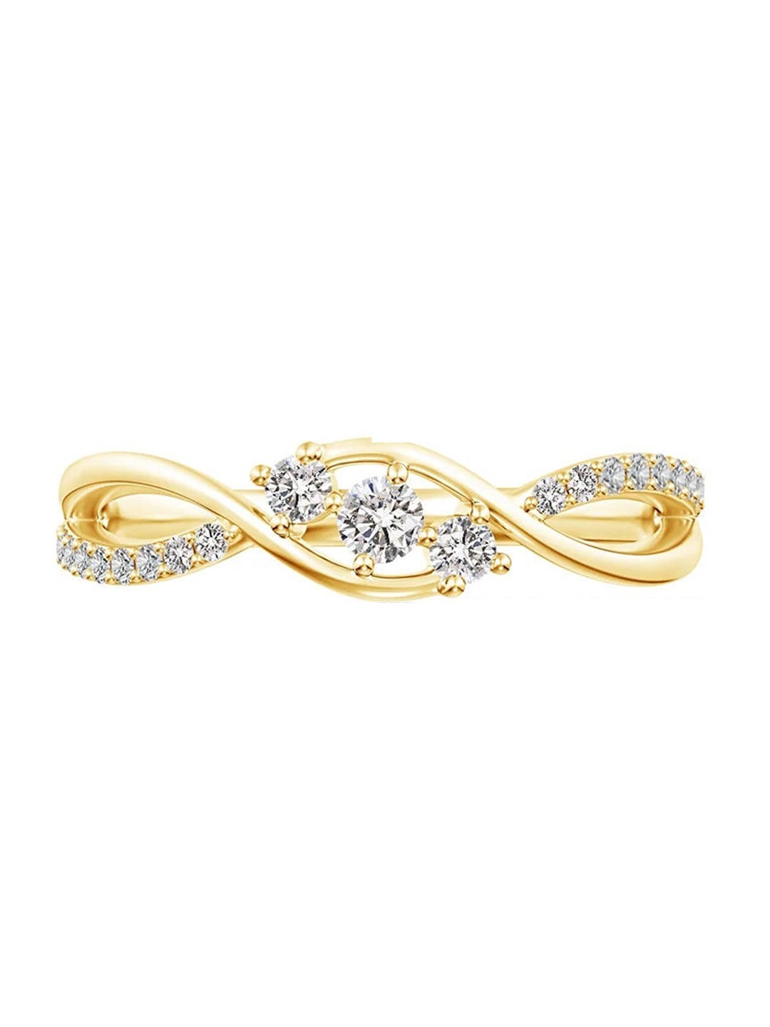 

Angara 14KT Yellow Gold Natural Diamond Infinity Twist Three Stone Bypass Ring