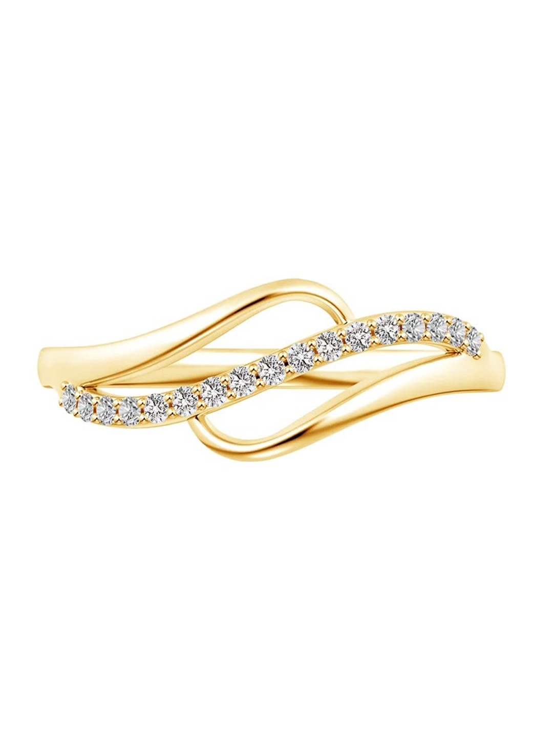 

Angara 18KT Yellow Gold Natural Diamond Swirl Bypass Ring