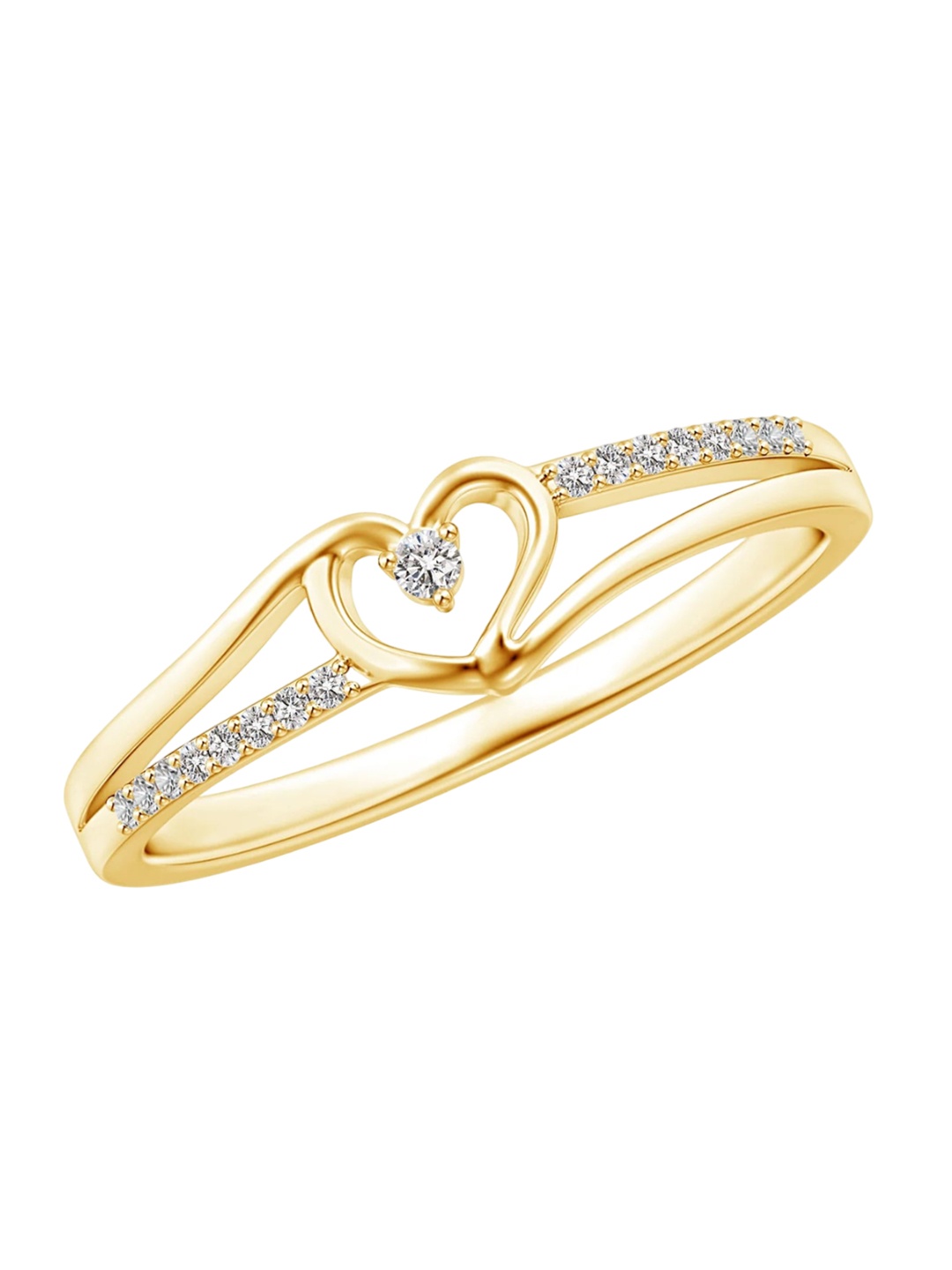 

Angara 18KT Yellow Gold Round Natural Diamond Split Shank Heart Promise Ring