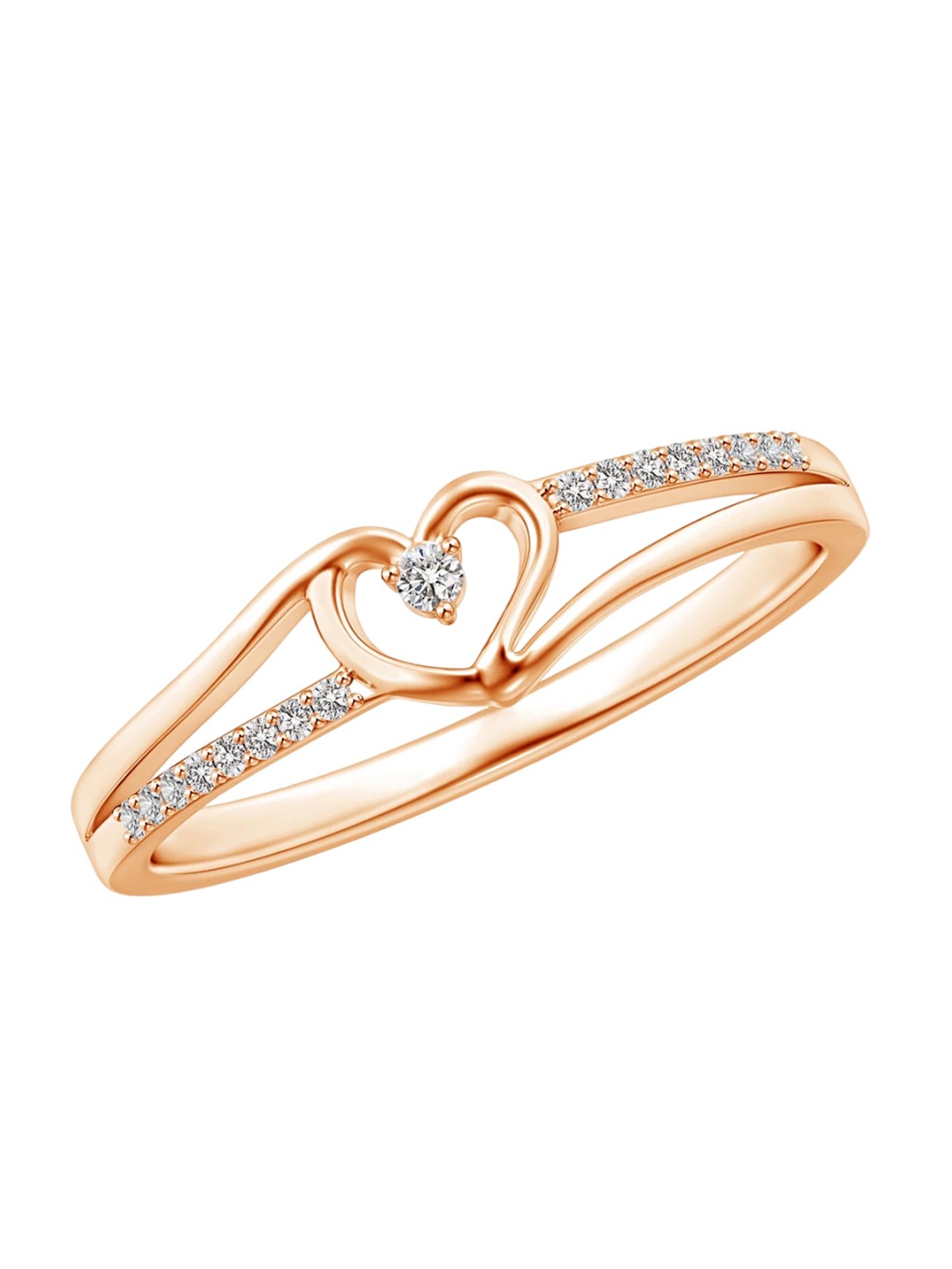 

Angara 14KT Rose Gold Round Natural Diamond Split Shank Heart Promise Ring