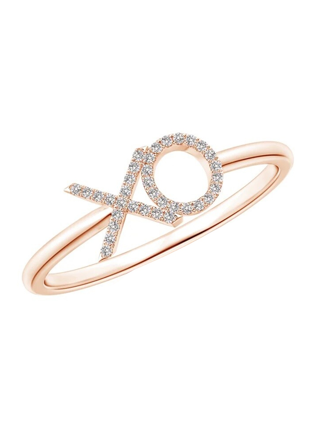 

Angara 14KT Rose Gold Pave-Set Natural Diamond XO Ring