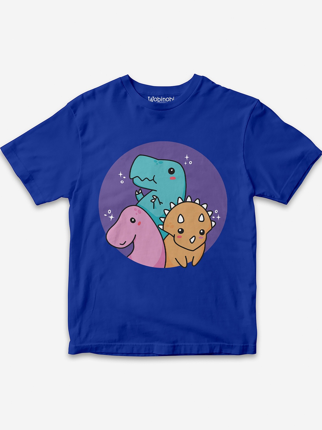 

Wobinobi Boys Dinosaur Print Bio Finish Pure Cotton T-shirt, Blue