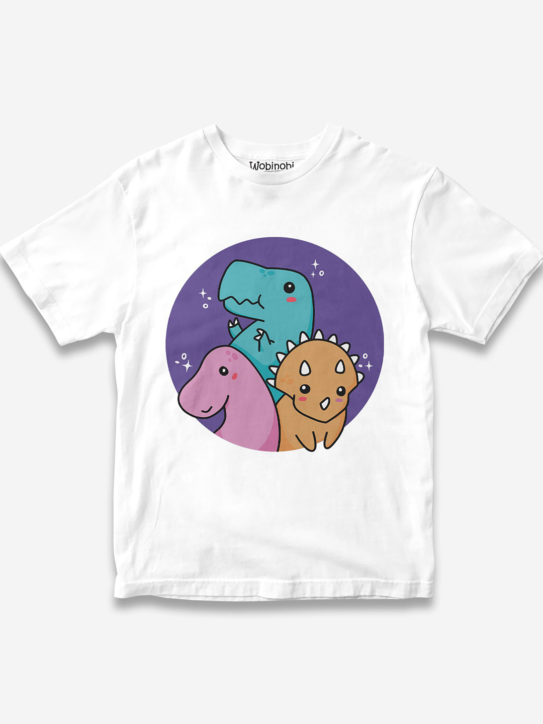 

Wobinobi Boys Dinosaur Print Bio Finish Pure Cotton T-shirt, White