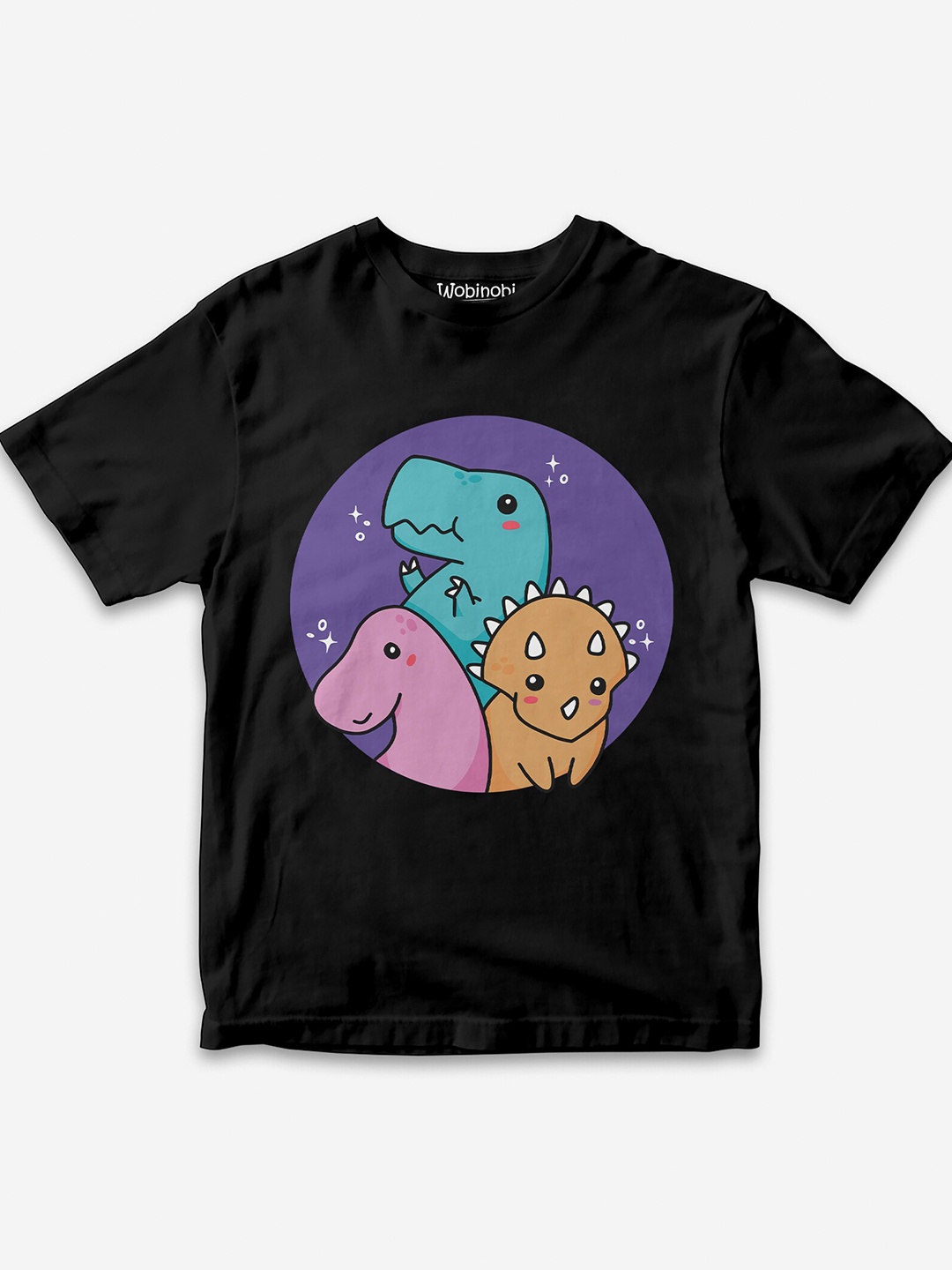 

Wobinobi Boys Dinosaur Print Bio Finish Pure Cotton T-shirt, Black
