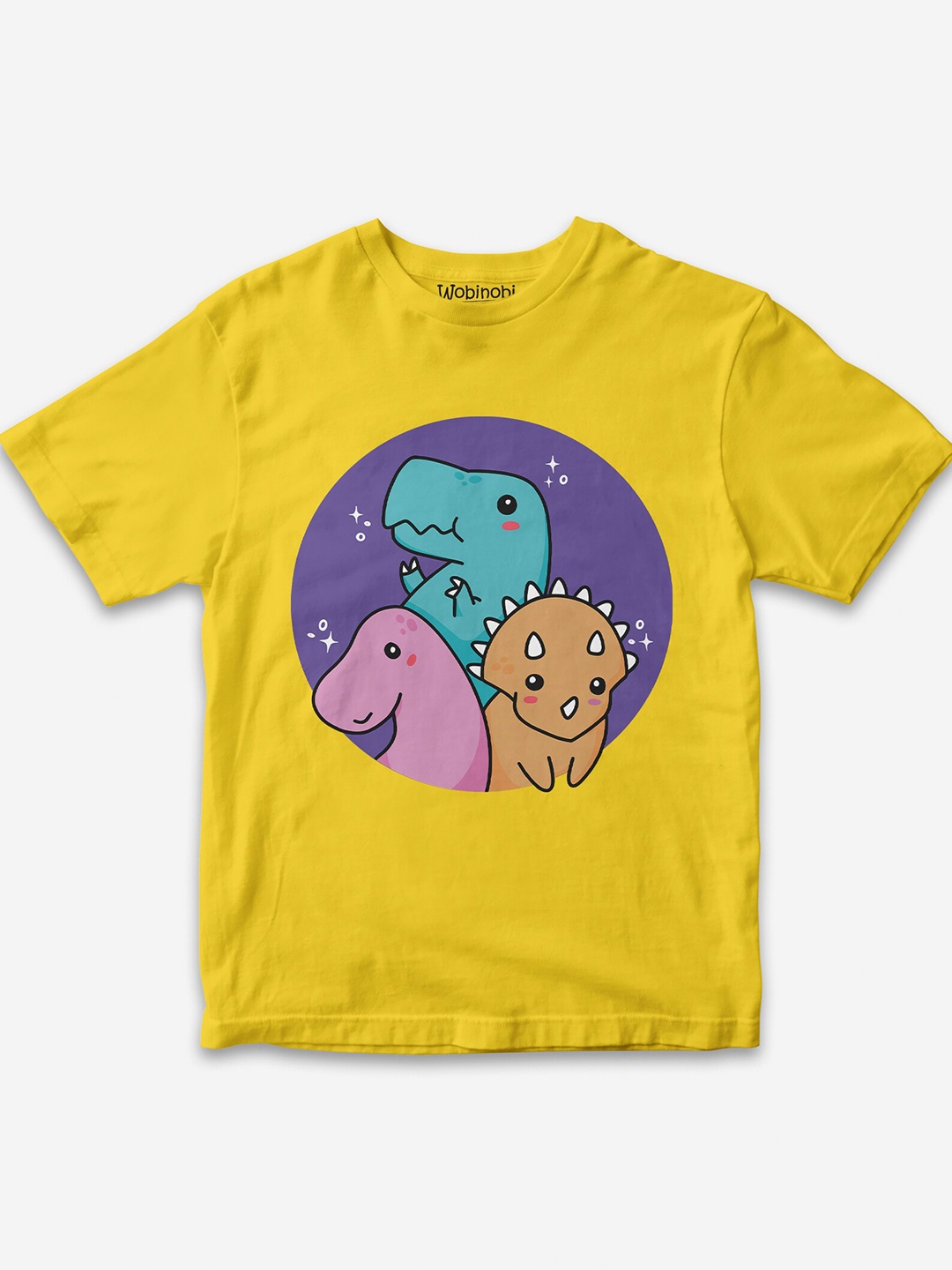 

Wobinobi Boys Dinosaur Print Bio Finish Pure Cotton T-shirt, Yellow