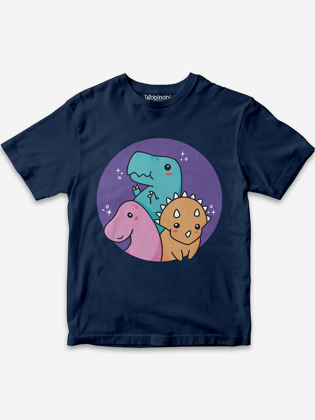 

Wobinobi Boys Dinosaur Print Bio Finish Pure Cotton T-shirt, Navy blue