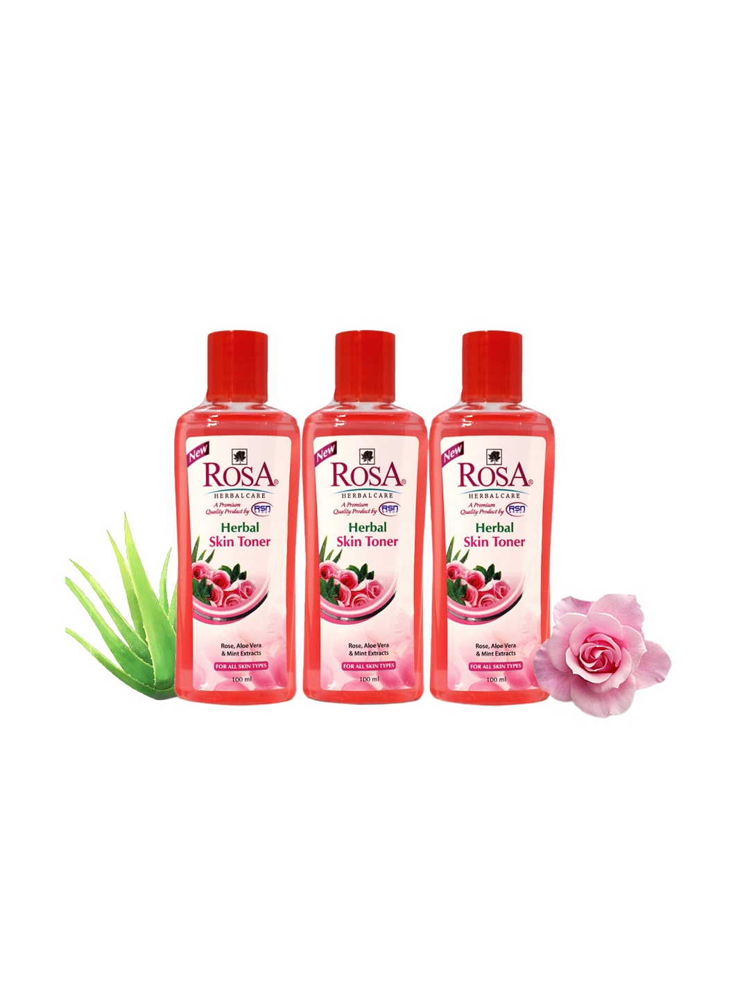 

ROSA Herbal Care Set Of 3 Skin Toner With Face Glowing & Radiance Skin - 100ml Each, Rose