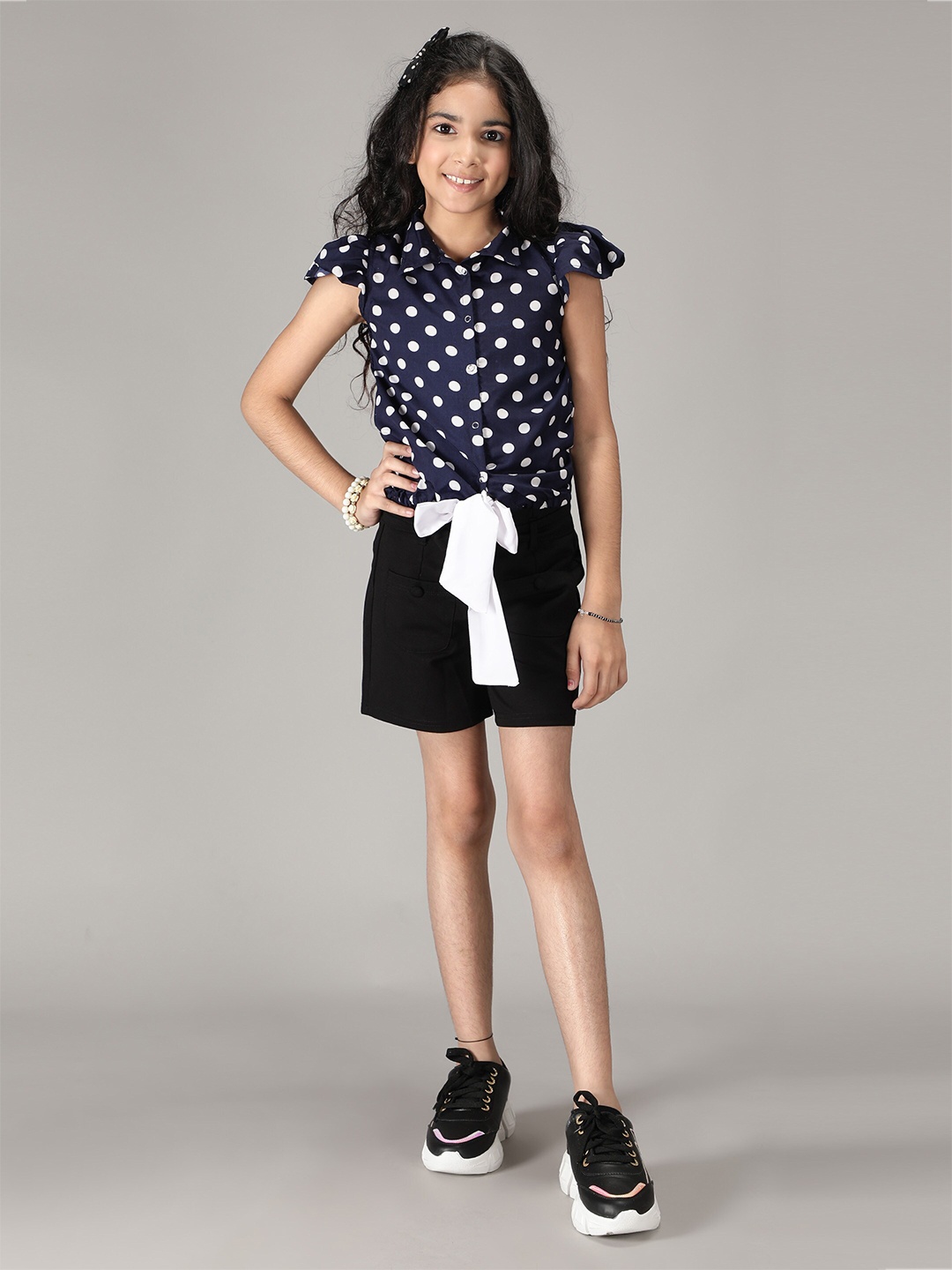 

Unique Designers Polka Dot Print Crepe Top, Blue