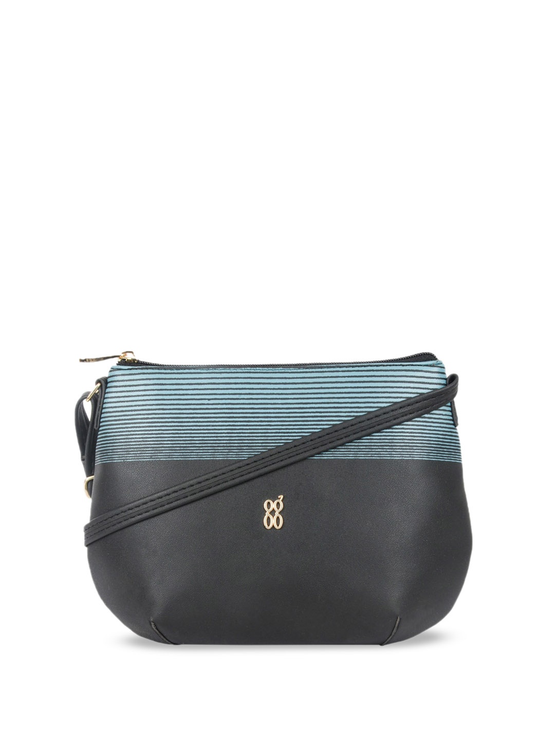 

Baggit Striped Structured Sling Bag, Black