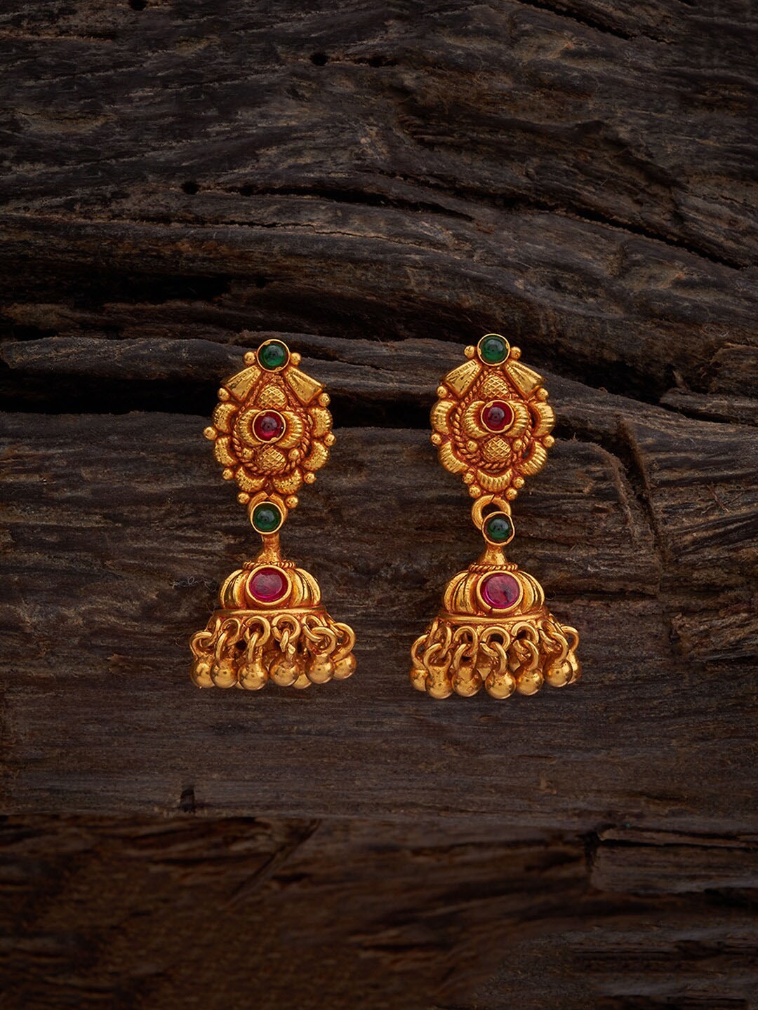 

Kushal's Fashion Jewellery Gold-Plated 92.5 Pure Silver Dome Shaped Jhumkas Earrings