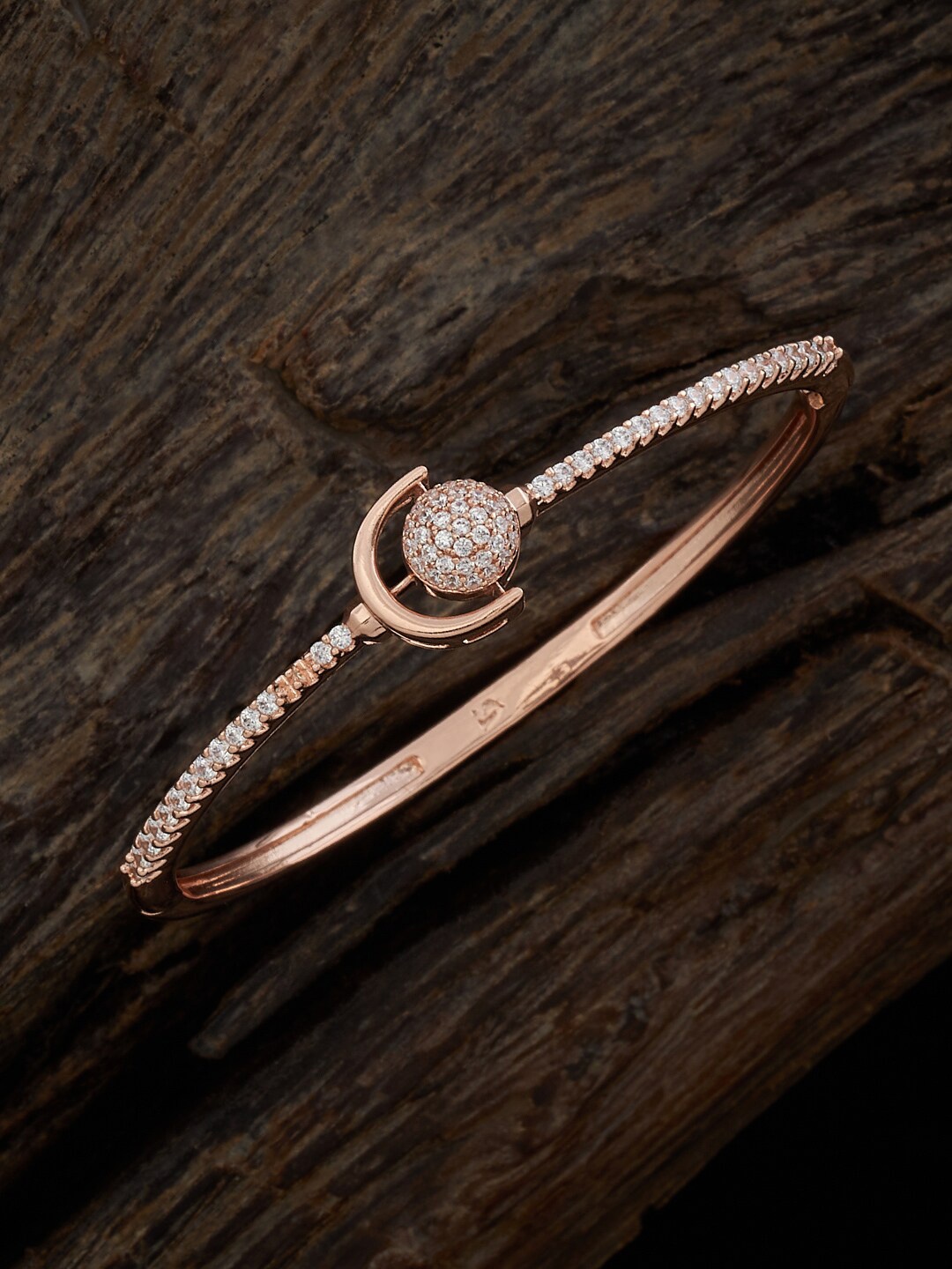 

Kushal's Fashion Jewellery Cubic Zirconia Rose Gold-Plated Kada Bracelet