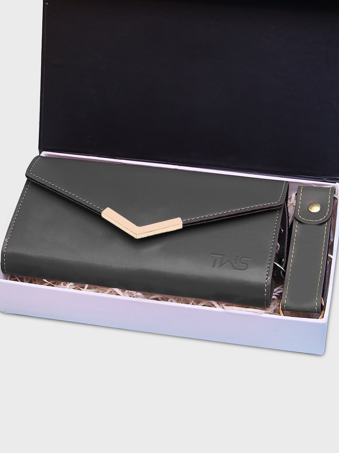 

The Wallet Store Unisex Leather Wallet And Keychain Accessory Gift Set, Grey