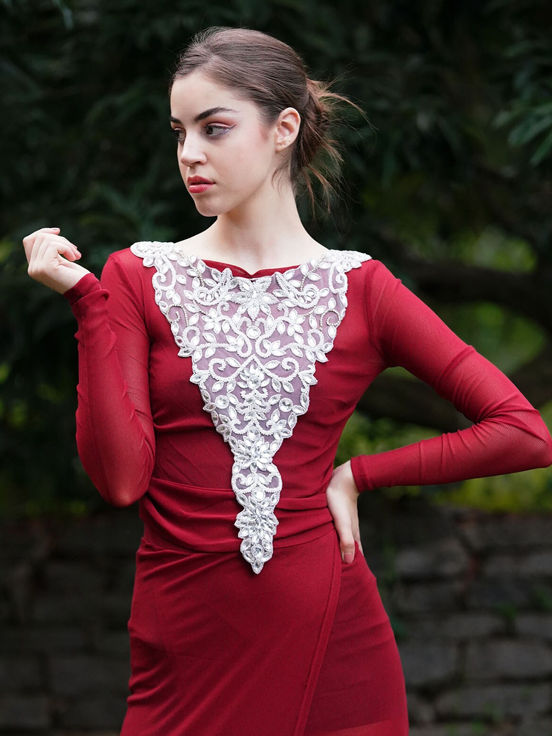 

ODETTE Women Acrylic Party Embellished Crop Waterfall Shrug, Silver