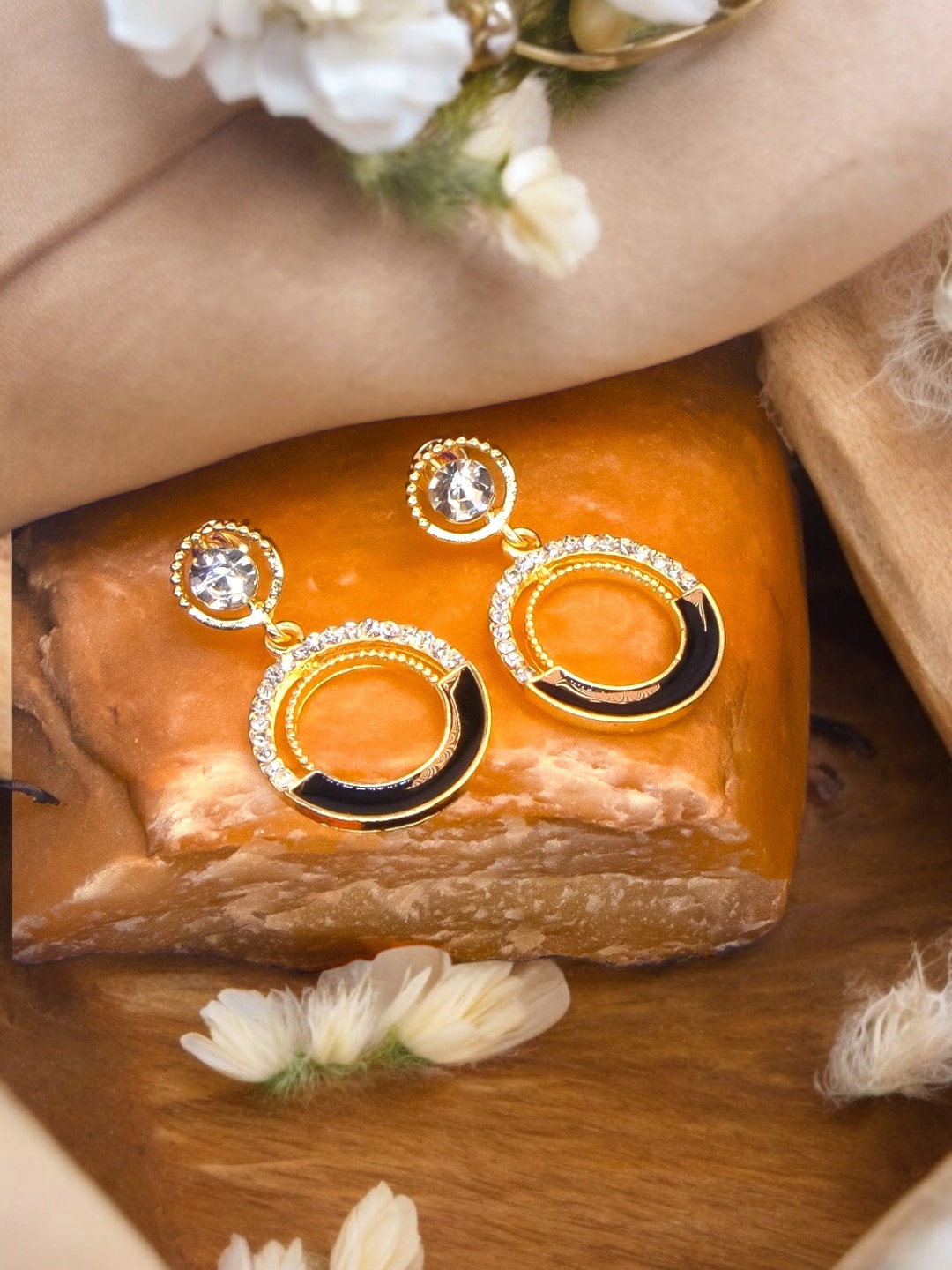 

Manikya Gold-Plated Circular Drop Earrings