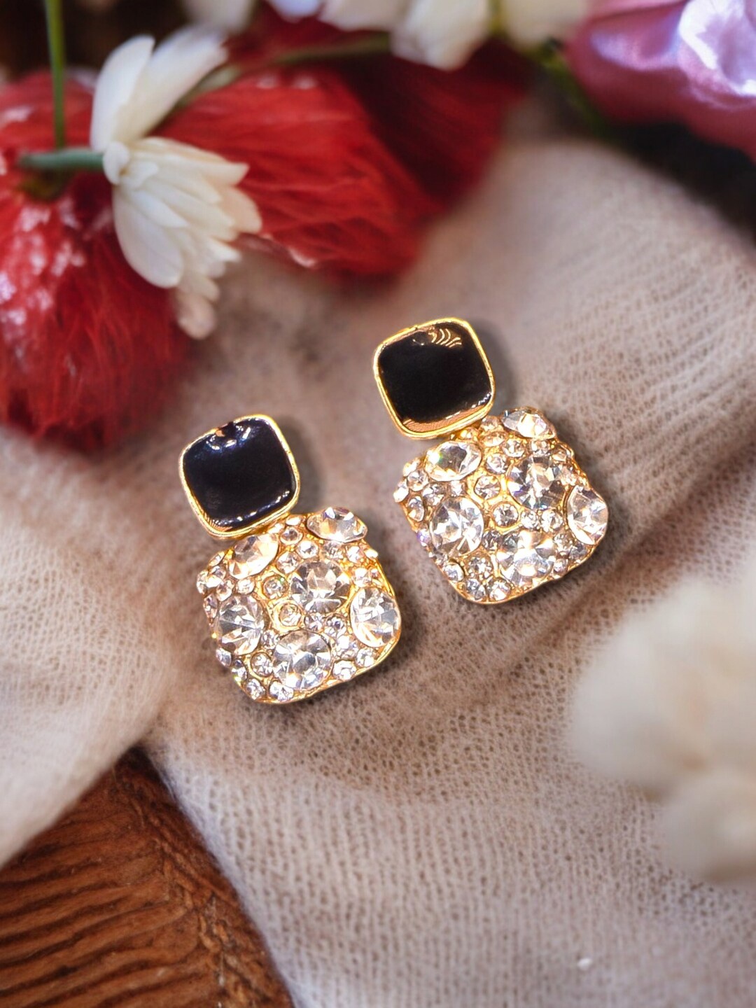 

Manikya Gold-Plated Square Drop Earrings