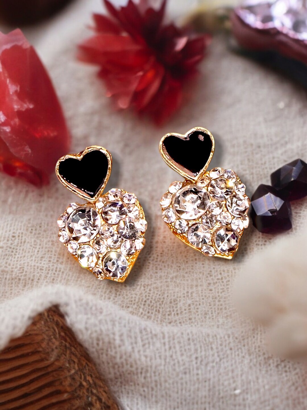 

Manikya Gold-Plated Heart Shaped Drop Earrings