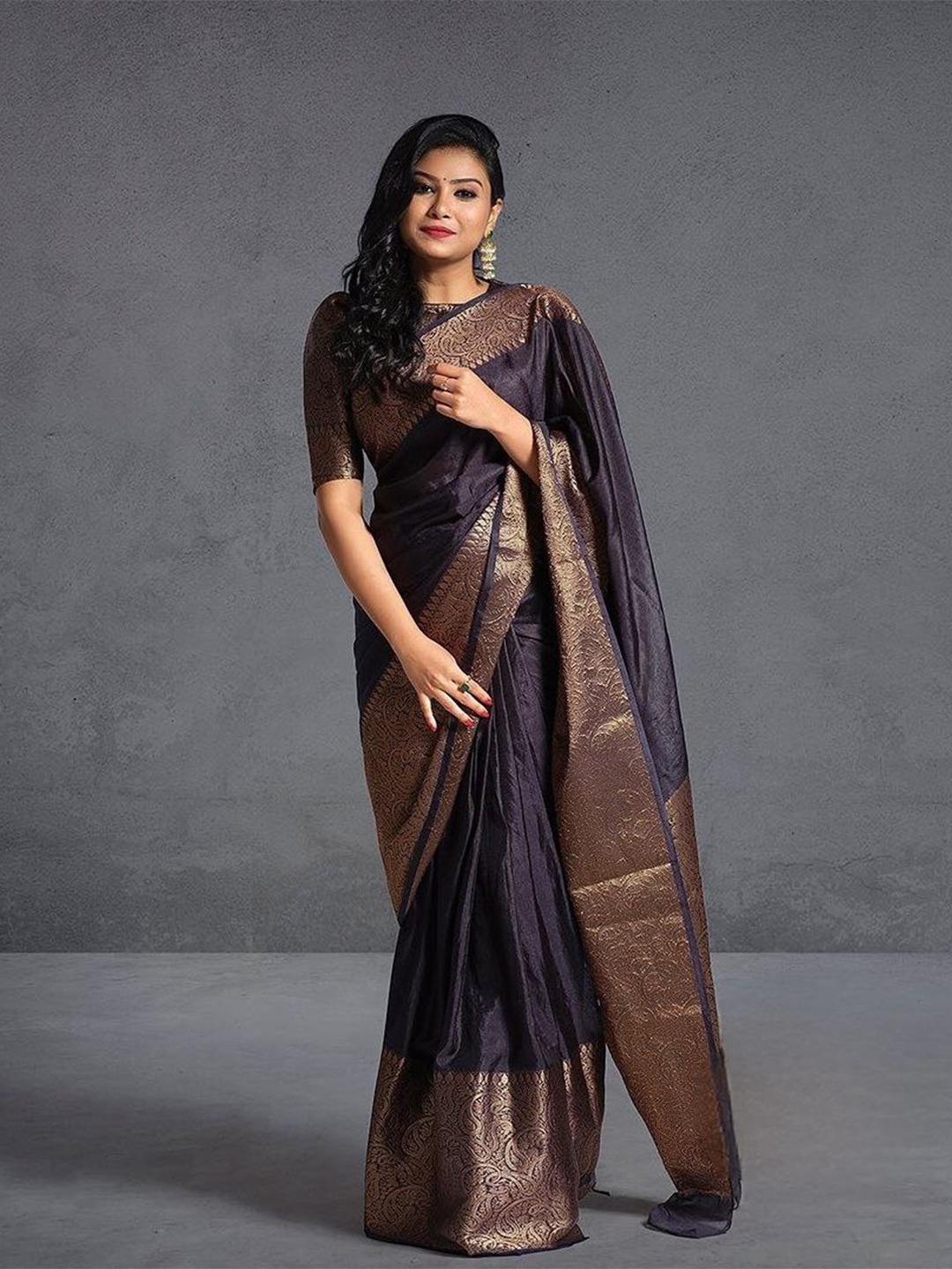 

Marziyaa Zari Silk Cotton Banarasi Saree, Black