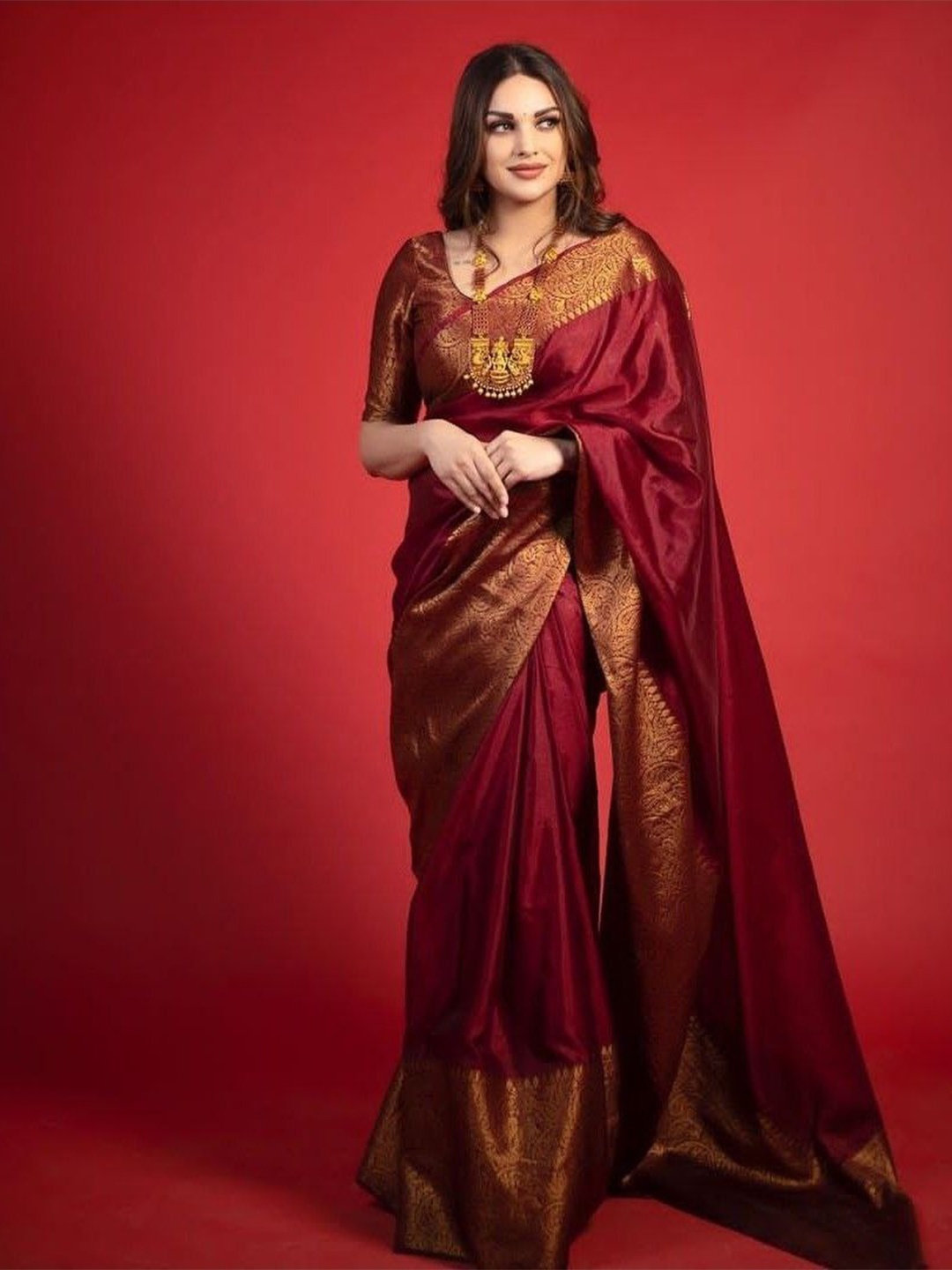 

Marziyaa Zari Silk Cotton Banarasi Saree, Maroon