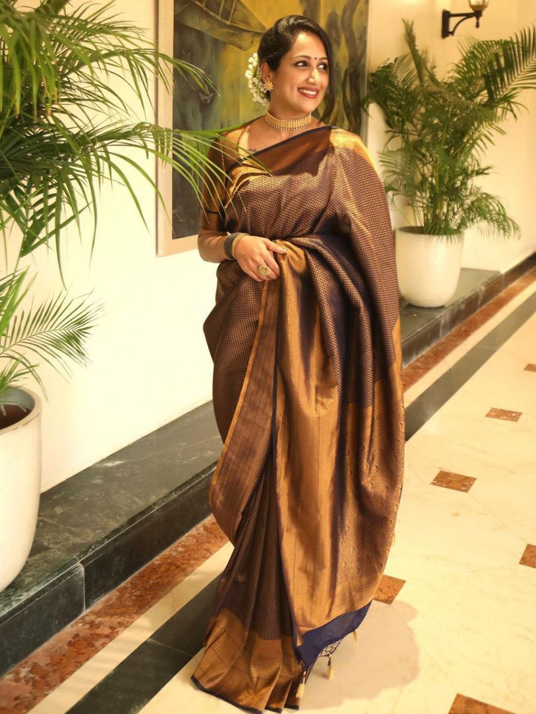 

Marziyaa Zari Silk Cotton Banarasi Saree, Black
