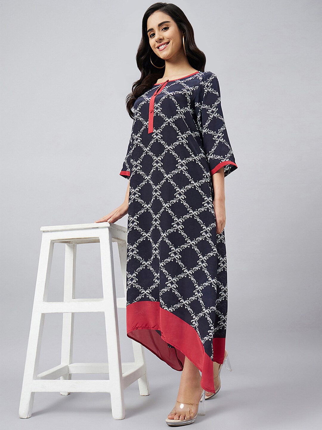 

First Resort by Ramola Bachchan Ethnic Motifs Print Maxi Dress, Black