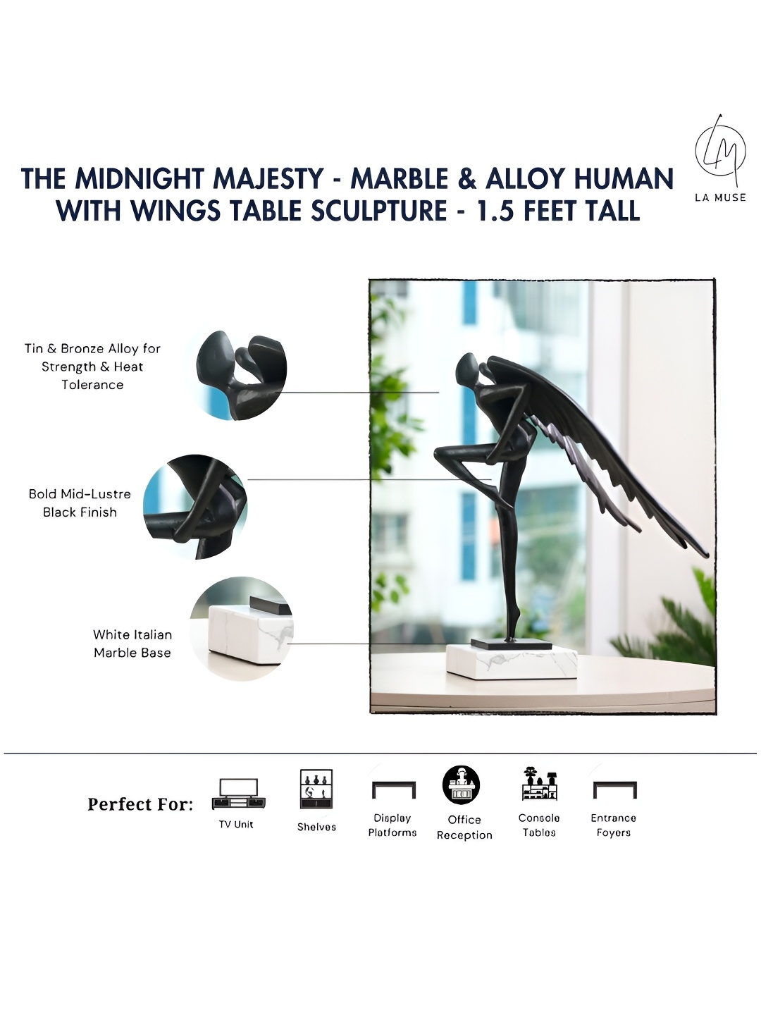 

La Muse Black The Midnight Majesty Figurine Showpiece