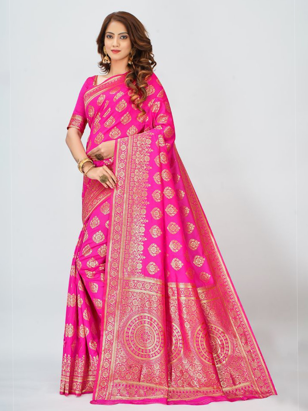 

Aagiri Woven Design Zari Banarasi Saree, Pink