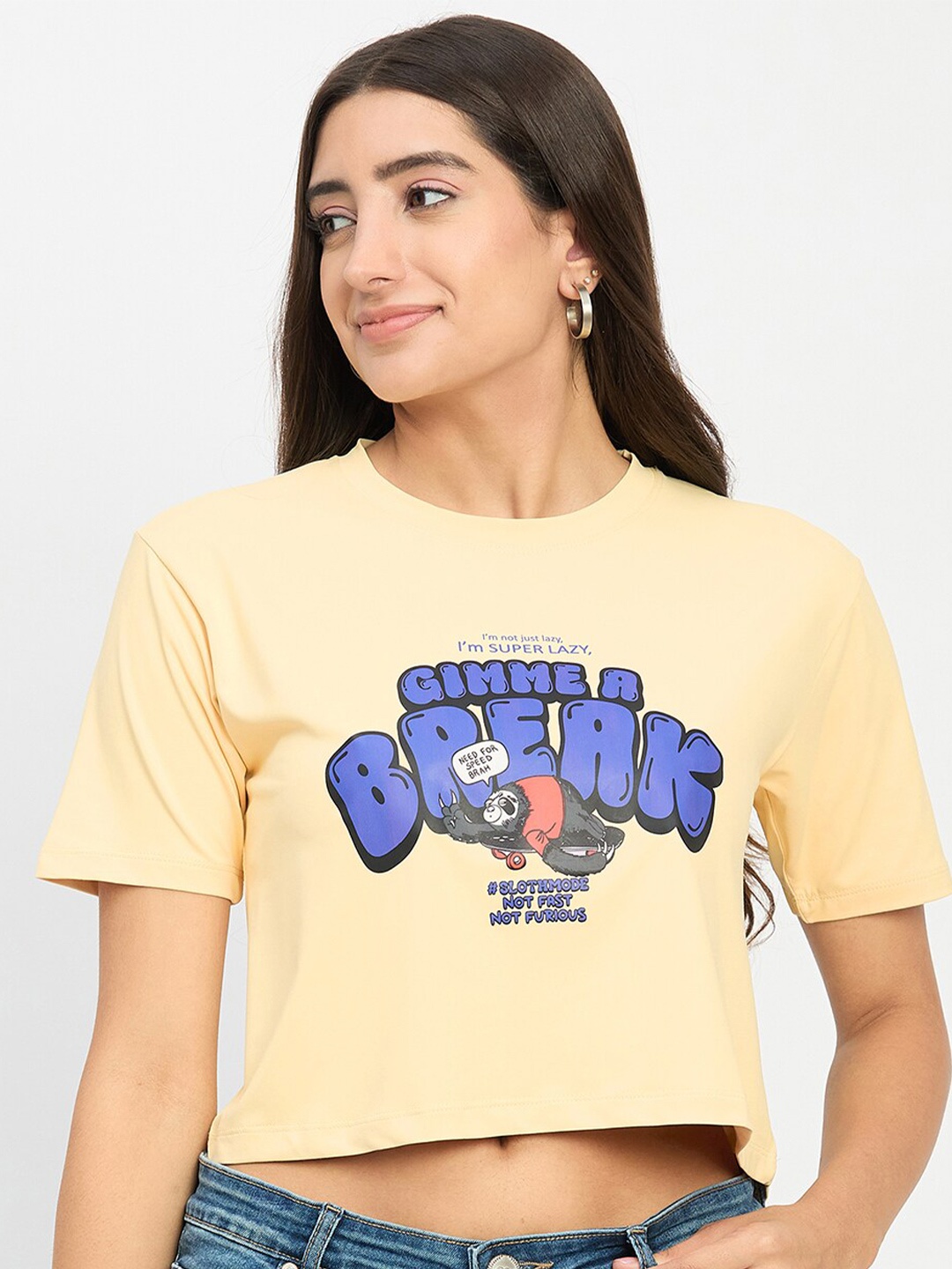 

Camey Assorted Typography Printed Crop T-shirt