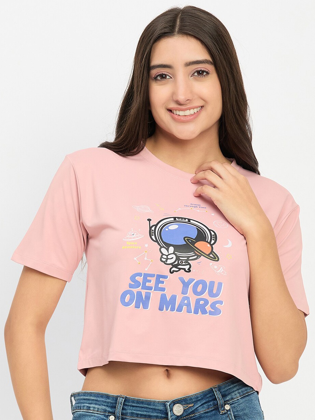 

Camey Assorted Typography Printed Crop T-shirt