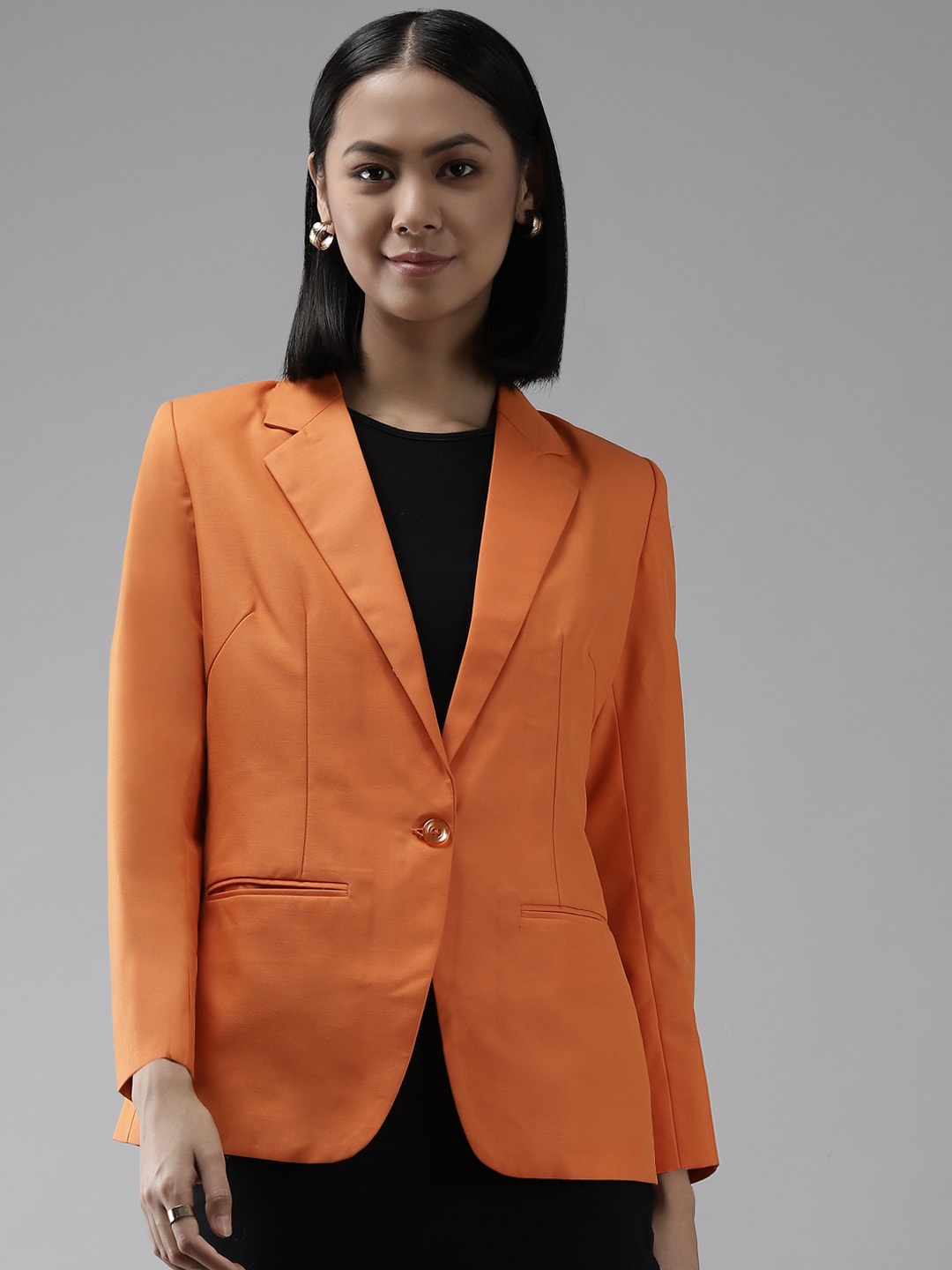 

Shaftesbury London Slim Fit Notched Lapel Collar Single Breasted Blazer, Orange