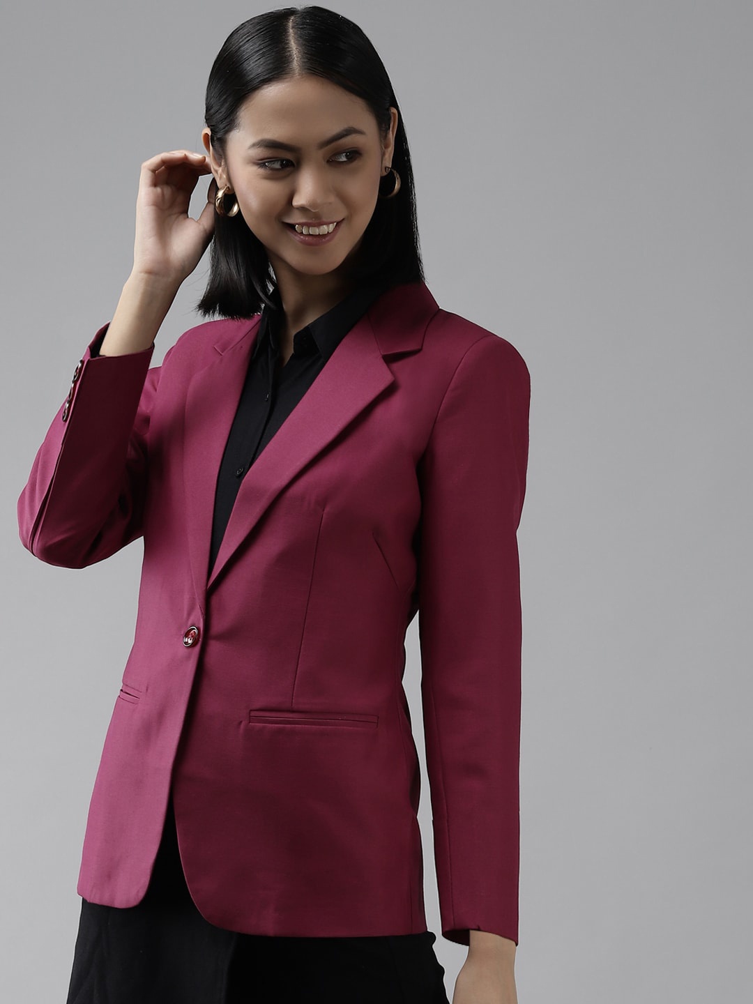 

Shaftesbury London Slim Fit Single Breasted Formal Blazer, Maroon