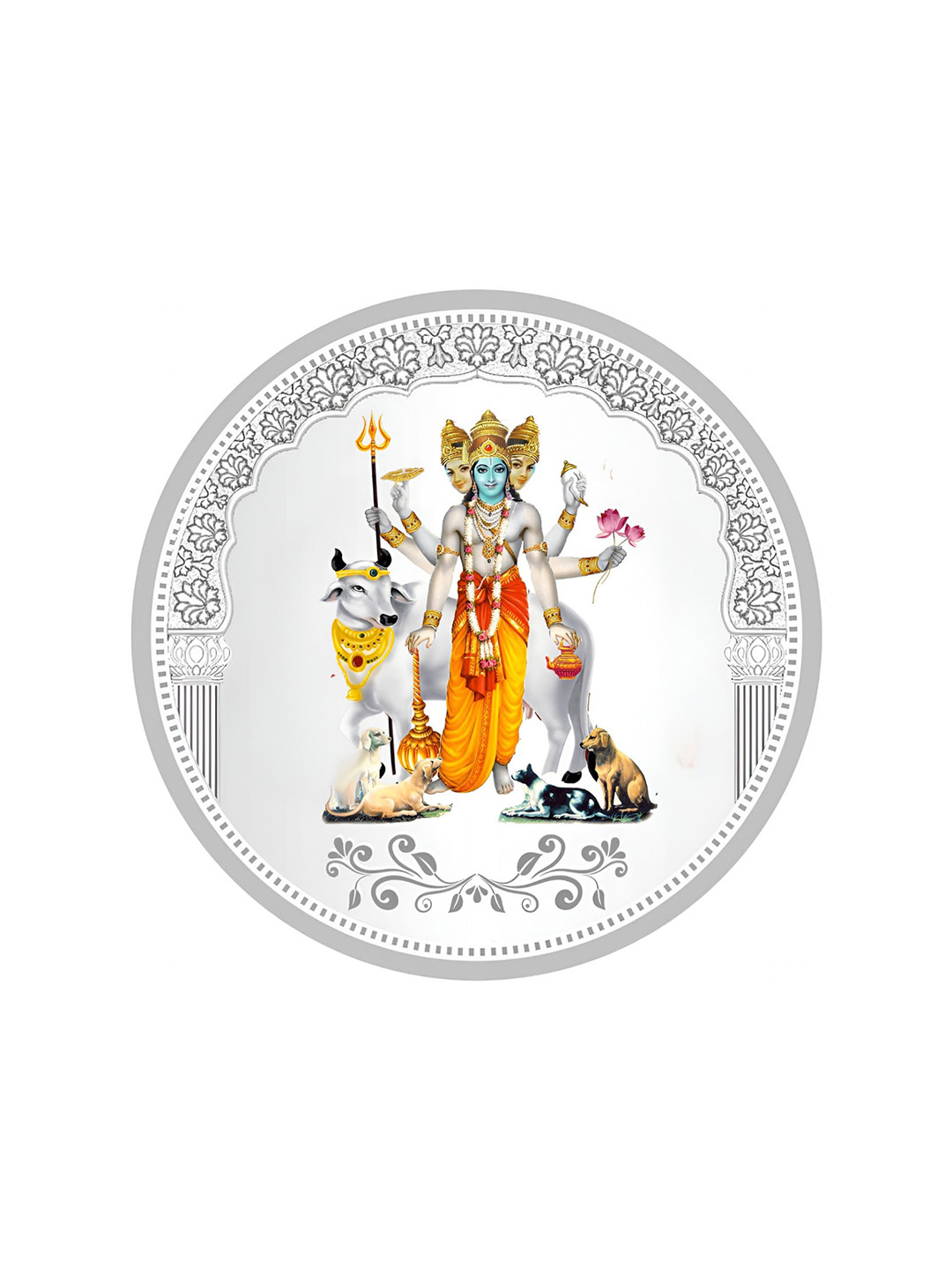 

TEEMOODS Lord Dattatreya 999 Pure Silver Coin-10 grams