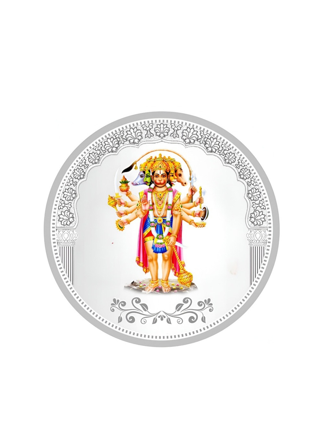 

TEEMOODS Lord Panchmukhi Hanuman 999 Pure Silver Coin-10 grams