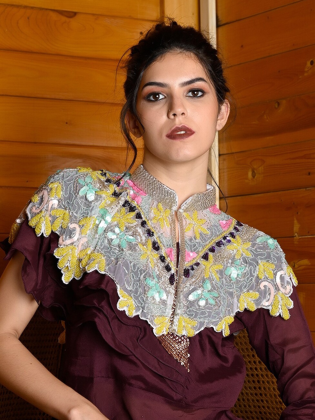 

ODETTE Embellished Party Crop Waterfall Shrug, White