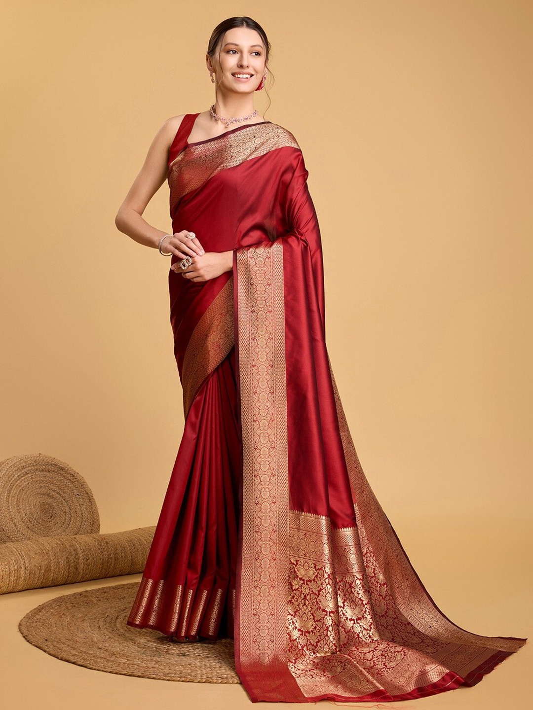 

Sarvada Woven Design Zari Banarasi Saree, Red