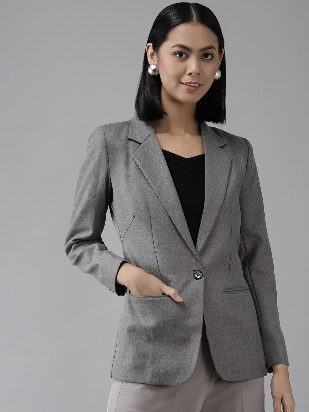 

Shaftesbury London Single-Breasted Blazer, Grey