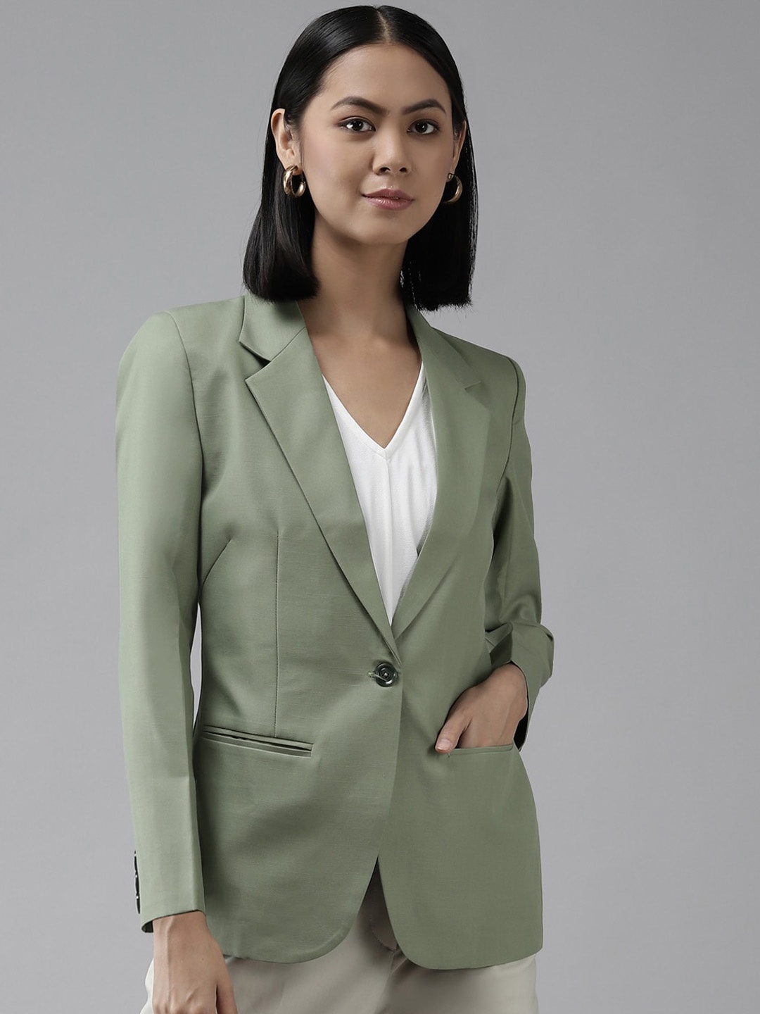 

Shaftesbury London Slim-Fit Single-Breasted Blazer, Green