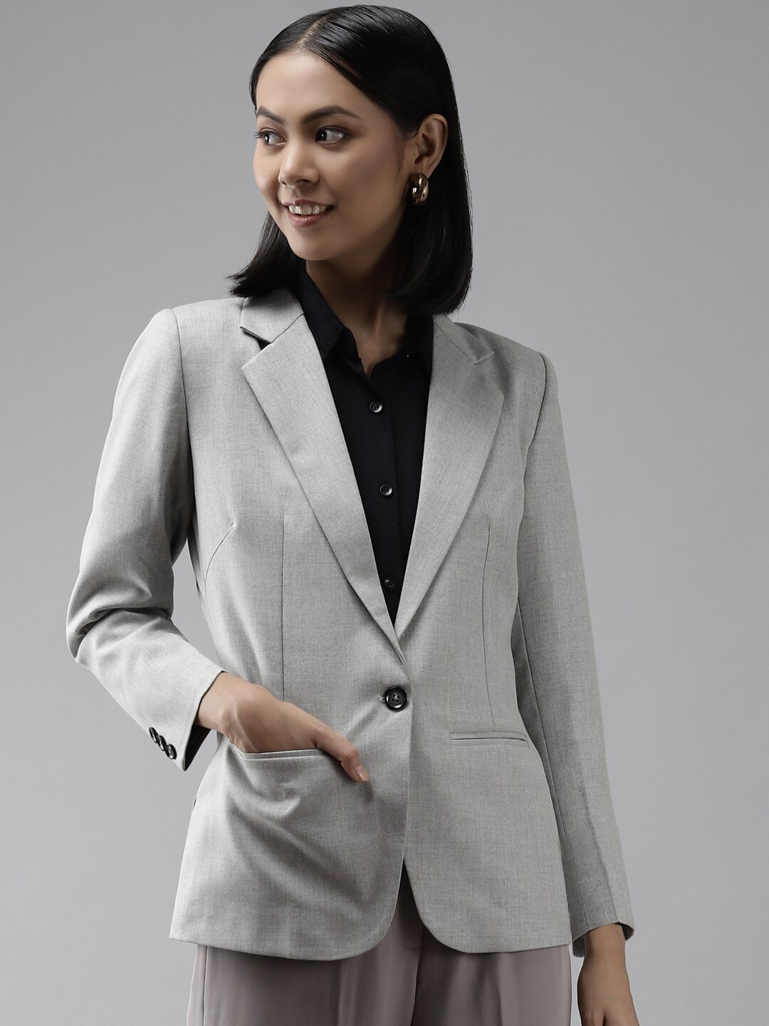 

Shaftesbury London Notched Lapel Collar Single Breasted Slim Fit Formal Blazer, Grey