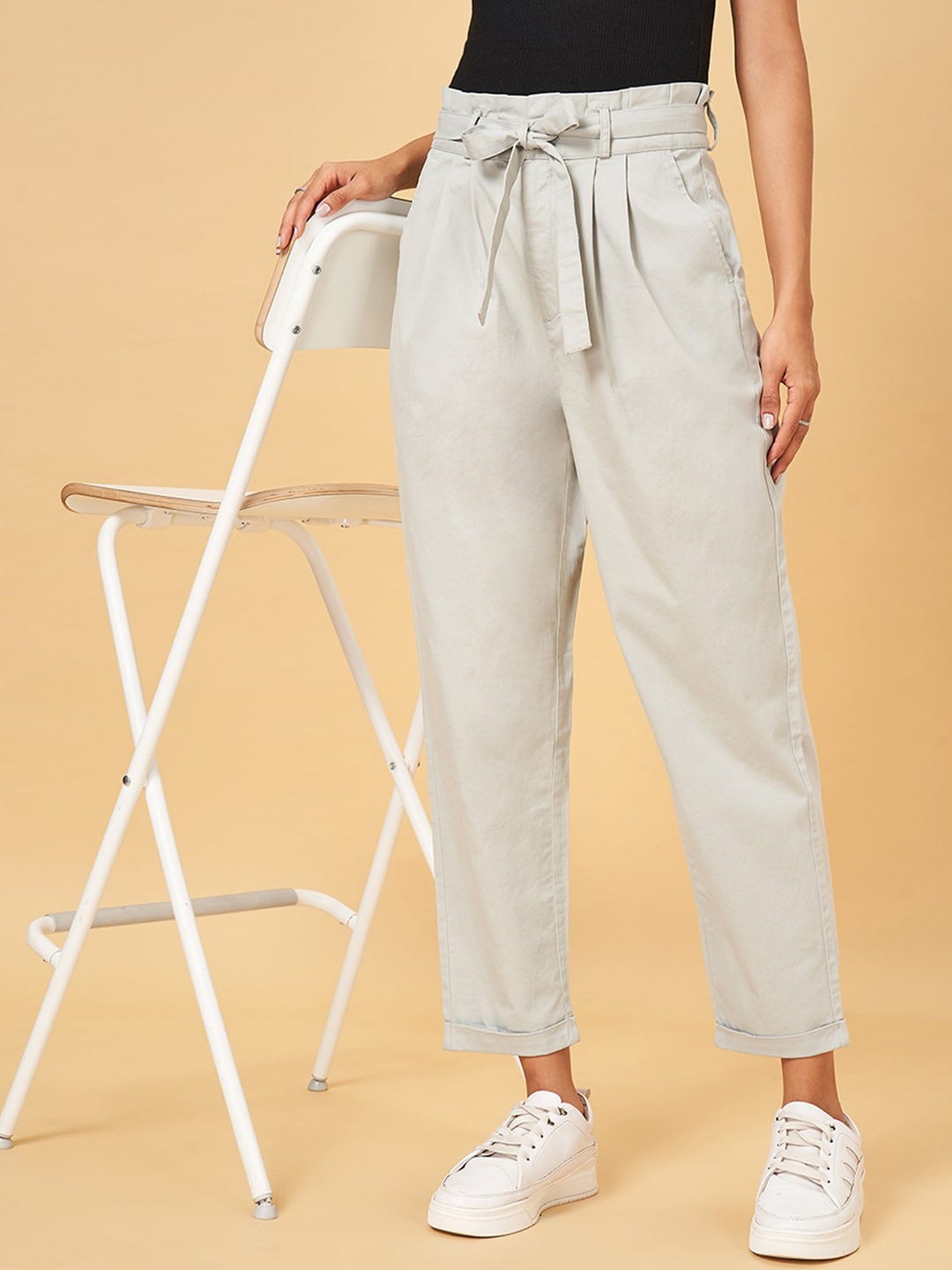

YU by Pantaloons Women Cotton Mid-Rise Relaxed-Fit Track Pant, Grey