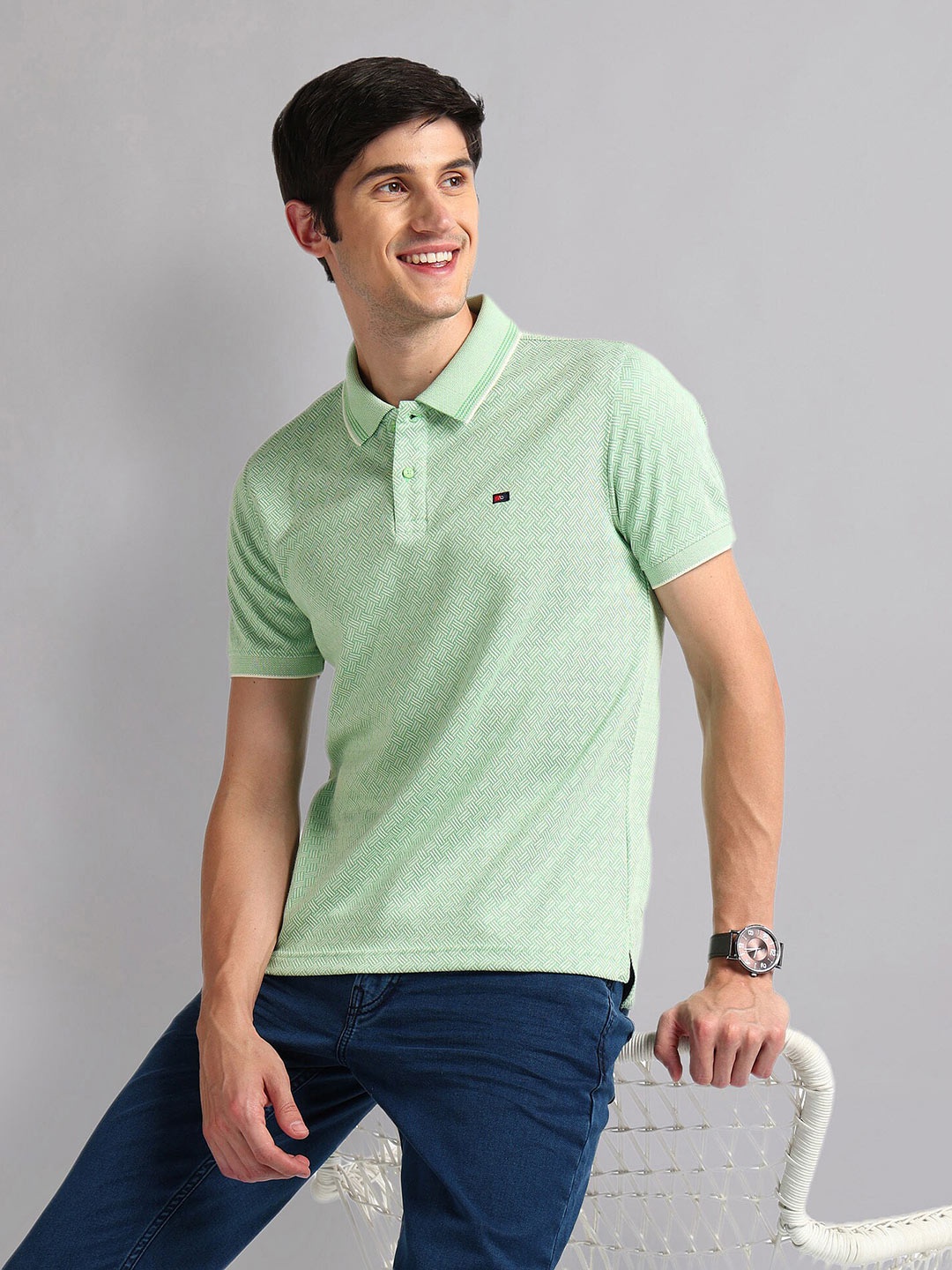 

AD By Arvind Men Polo Collar Slim Fit T-shirt, Green