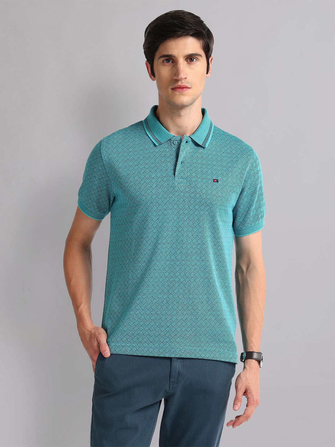

AD By Arvind Men Polo Collar Slim Fit T-shirt, Blue