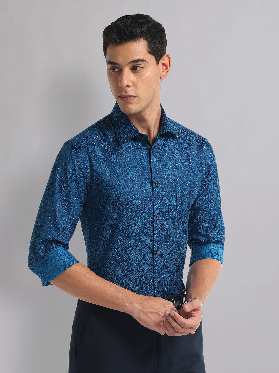 

AD By Arvind Slim Fit Printed Casual Shirt, Blue