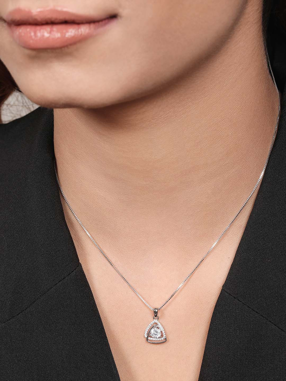 

Zavya Rhodium Plated 925 Pure Sterling Silver Quirky Pendants with Chains