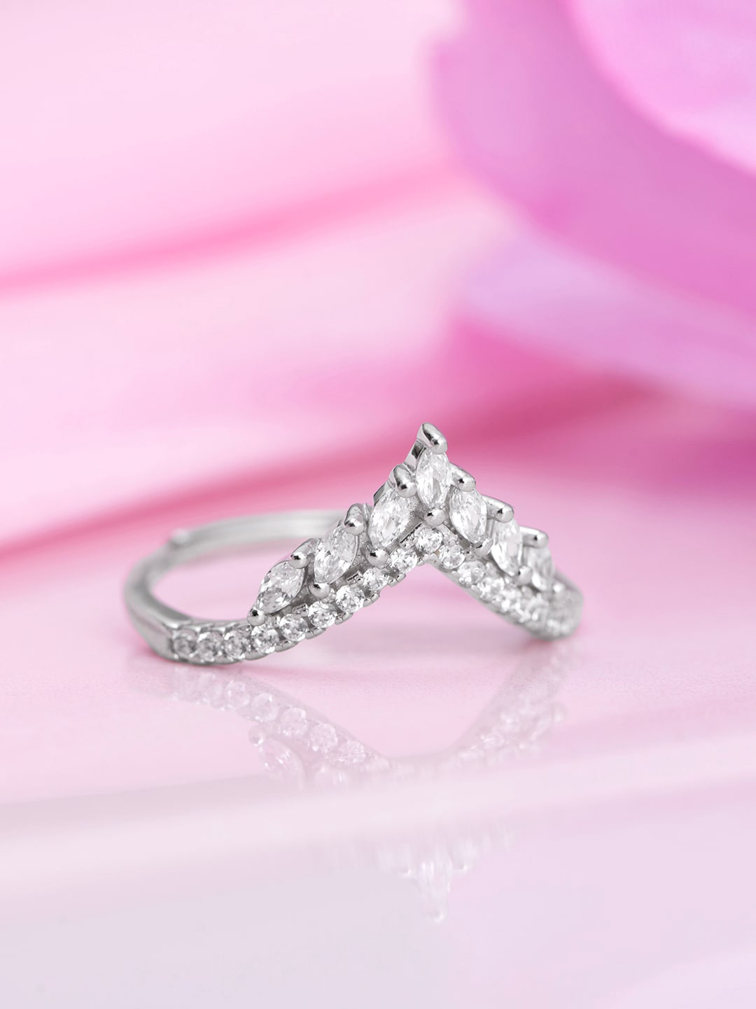 

Zavya 925 Pure Sterling Silver Rhodium Plated Cubic Zirconia Ring